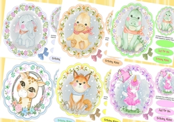 6, Animal Card Fronts in a Flower Frame