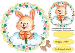 Beautiful Easter Bunny in a Flower Frame