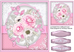 Beautiful Pink Roses and Glitter Leaves