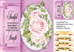 Beautiful French  Roses and Quote 