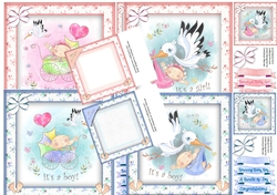4, Sheet Beautiful Baby Boy and Girl + 2 Inserts