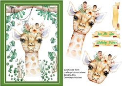 A5, Beautiful Baby Giraffe with Flowers 