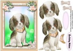 A5 ,Cute Puppy in a Pink Neck Scarf