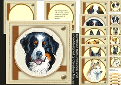 6,, Beautiful Watercolored Dogs  + 2 Inserts