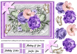 A5,Lilac Roses and White Butterflys