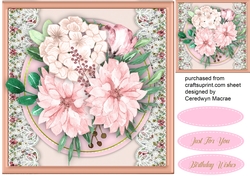 PBeautiful Pink Flowers  on Lace 