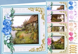 4, Beautiful Cottage Scene Card Fronts