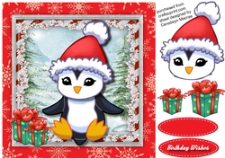 Cute Penguin in Christmas Hat