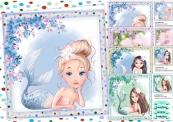 4, Beautiful Mermaid Card Fronts 