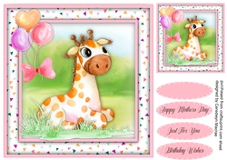 Gorgeous Giraffe with Balloons , Pink