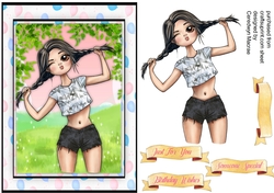 A5 Groovy Pigtail Girl . 1
