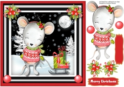 Adorable Christmas Mouse with Sleigh