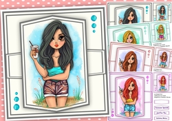4, Card Fronts, Coffee Girl