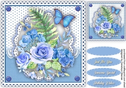 Gorgeous Blue Roses and Butterfly