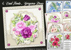 4, Card Fronts , Gorgeous Roses