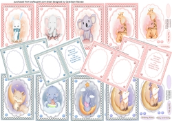 8, A5 Cute Animal Cards Plus Inserts