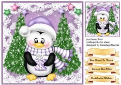 Penguin in a Lilac Scarf