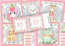 5, Adorable Animal Card fronts +2 Inserts