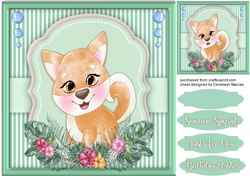 Cute Corgi Pup in a Flower Frame