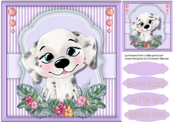 Cute   Puppy in a Flower Frame