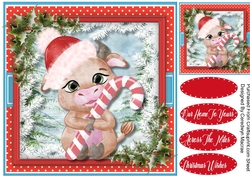Little Bull with Candy Cane