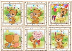 6, Card Fronts , Cute Teddys