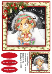 Cute Puppy in Christmas Hat
