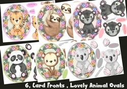 6, Card Fronts , Lovely Animal Ovals