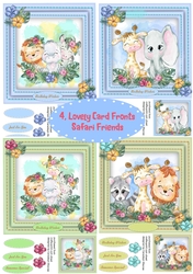 4 , Lovely card Fronts ,Safari Friends