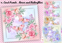 4, Card Fronts , Roses and Butterflies