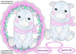 Hippo in a Scalloped Frame