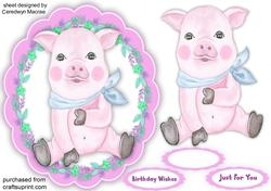 Pig in a Scalloped Frame