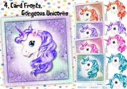 4, Card Fronts , Gorgeous Unicorns