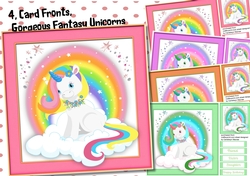 4, Card Fronts , Gorgeous Fantasy Unicorns 