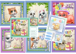 8 Card fronts , Cute Animals
