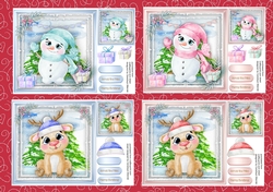 4, Lovely card Fronts , Christmas Friends