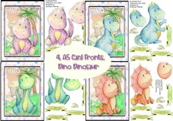 4,A5 Card Fronts Dino Dinosaur
