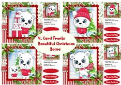 4 card Fronts , Beautiful Christmas Bears