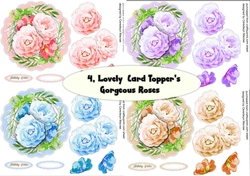 4, Lovely card Toppers , Gorgeous Roses