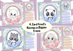 4, Card Fronts , Animals in Balloon Frame