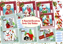 8, Assorted Christmas Cards , Cute Teddies