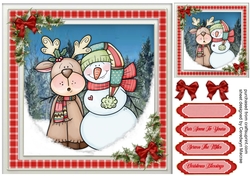 Cute Christmas Reindeer and Snowman