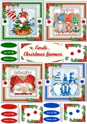 4,Cards Christmas Gnomes