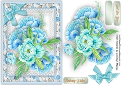 A5 , Beautiful Blue Peonys