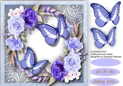 Beautiful Roses on lace with Butterflys 3