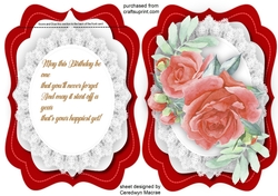 Tent Card , Beautiful Roses with Verse