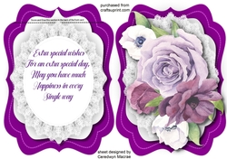 Tent Card With Verse ,Lilac Roses
