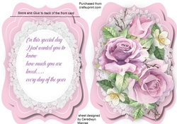 Tent Card  With Verse  Roses and Blossom