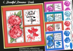 4, Beautiful Romance Cards 