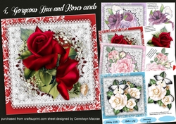 4, Gorgeous Lace and Roses Cards